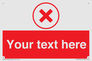 Custom red background, red cross in circle sign